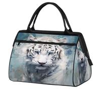 Borsa da palestra con tigre bianca astratta per donne e uomini, borsone sportivo da viaggio con custodia trolley, borsa sportiva impermeabile, borsa da palestra per weekend, borsa da viaggio,
