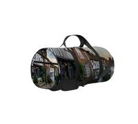 Borsa da palestra con tracolla, cerniera, 2 tasche laterali, per uomini e donne, borsa da viaggio e da viaggio, con tracolla, motivo: strada acciottolata, città storica, Rye