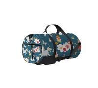 Borsa da palestra con tracolla, cerniera, 2 tasche laterali, per uomini e donne, con unicorni verdi che si divertono tra le nuvole del cielo, borsa da viaggio e da viaggio.