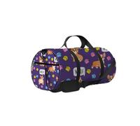 Borsa da palestra con tracolla, cerniera, 2 tasche laterali, per uomini e donne, da viaggio e da riporre, con motivo a zampe di cane e discorso, kawaii viola