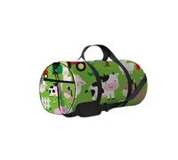 Borsa da palestra con tracolla, cerniera, 2 tasche laterali, per uomini e donne, da viaggio e da riporre, con simpatici animali da fattoria kawaii.