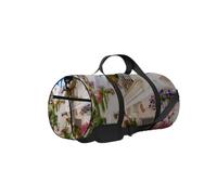 Borsa da palestra con tracolla, cerniera, 2 tasche laterali, per uomo e donna, borsa da viaggio e da viaggio, con motivo "Little Town" di White Scenic Sight.
