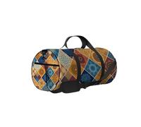 Borsa da palestra con tracolla, motivo mandala astratti, stile bohémien, gialla, con cerniera, 2 tasche laterali, per uomini e donne, da viaggio e da riporre.