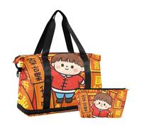 Borsa da palestra con tracolla regolabile per la palestra e il capodanno della cultura cinese, Cultura cinese Auguri di Capodanno, 1 size