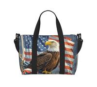 Borsa da palestra con uccelli corvi, borsone per uomo e donna, borsa da viaggio per la notte con scomparto per scarpe borse da allenamento, Bandiera America e Aquila, Taglia unica, Borsone da viaggio