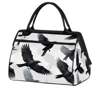 Borsa da palestra con uccello corvo nero per uomini e donne, borsone sportivo da viaggio impermeabile per il fine settimana borsa da notte leggera da portare a mano