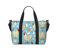 Borsa da palestra creativa con stampa di polli in stile cartone animato, borsa da donna, borsa per la notte, borsa per oggetti personali, borsa a tracolla per donne e uomini, taglia unica, Nero ,