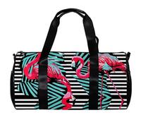 Borsa da palestra da donna, borsa da palestra da uomo, borsa da allenamento, borsa per allenamento fitness, danza, fenicottero, foglie tropicali, Motivo 1012, 45x23x23cm(17.7x9x9in)