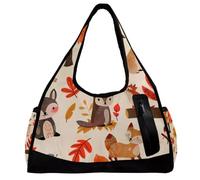 Borsa da palestra da donna, borsa da palestra da uomo, borsa da palestra da donna, borsa da palestra per yoga, sport, palestra, foresta riccio, volpe, procione, adorabile animale, Motivo 1320,