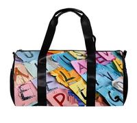 Borsa da palestra da donna, borsa da palestra da uomo, borsa da palestra da donna, borsa da palestra per la notte, borsa per weekender, borsa moderna con lettere dell'alfabeto, Motivo 3007,
