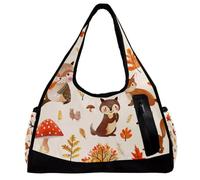 Borsa da palestra da donna, borsa da palestra da uomo, borsa da palestra da donna, borsa da palestra per yoga, sport, palestra, foresta riccio, volpe, procione, adorabile animale, Fantasia 1321,