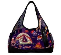 Borsa da palestra da donna, borsa da palestra da uomo, borsa da palestra da donna, borsa da palestra per yoga, sport, palestra, foresta riccio, volpe, procione, adorabile animale, Fantasia 1318,