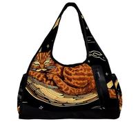 Borsa da palestra da donna, borsa da palestra da uomo, borsa da palestra da donna, borsa tote per viaggi, allenamento, buongiorno gufo cartone animato, Fantasia 1722, 47x16.5x27cm(18.5x6.5x10.6in)