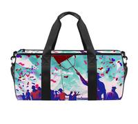 Borsa da palestra da donna, borsa sportiva, borsa da palestra da donna, borsa tote per viaggi, allenamento, Happy Labor Day, motivo blu, Fantasia 2236, 45x23x23cm(17.7x9x9in)
