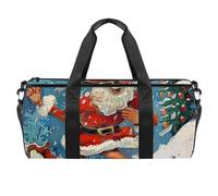 Borsa da palestra da donna, borsone da palestra, borsa da viaggio per yoga, borsone per allenamento, buon Natale Babbo Natale, Motivo 2174, 45x23x23cm(17.7x9x9in)