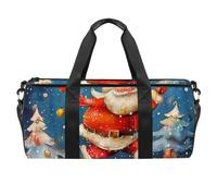 Borsa da palestra da donna, borsone da palestra, borsa da viaggio per yoga, borsone per allenamento, buon Natale Babbo Natale, Motivo 2175, 45x23x23cm(17.7x9x9in)