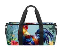 Borsa da palestra da donna, borsone da palestra, da viaggio, yoga, da allenamento, peonia, fiore, gallo, fiore vintage, Motivo 6941, 45x23x23cm(17.7x9x9in)