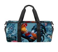 Borsa da palestra da donna, borsone da palestra, da viaggio, yoga, da allenamento, peonia, fiore, gallo, fiore vintage, Motivo 6939, 45x23x23cm(17.7x9x9in)