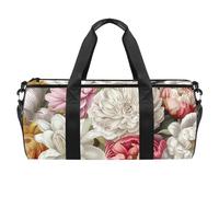 Borsa da palestra da donna, borsone da palestra, da viaggio, yoga, da allenamento, peonia, fiore, gallo, fiore vintage, Motivo 6944, 45x23x23cm(17.7x9x9in)
