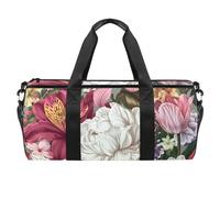 Borsa da palestra da donna, borsone da palestra, da viaggio, yoga, da allenamento, peonia, fiore, gallo, fiore vintage, Motivo 6943, 45x23x23cm(17.7x9x9in)
