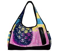 Borsa da palestra da donna, borsone da uomo, borsa da allenamento, borsa da viaggio, borsa da weekender, Hello Summer Pineapple, Motivo 2453, 47x16.5x27cm(18.5x6.5x10.6in)