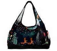 Borsa da palestra da donna, borsone da uomo, borsa da palestra da donna, borsa da palestra sportiva, borsa da nuoto, motivo floreale vintage a righe, Motivo 1088, 47x16.5x27cm(18.5x6.5x10.6in)