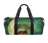 Borsa da palestra da donna, borsone da uomo, borsa da palestra da donna, borsa da weekender, luna notturna, stella, lupo, Motivo 5474, 45x23x23cm(17.7x9x9in)