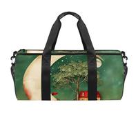 Borsa da palestra da donna, borsone da uomo, borsa da palestra da donna, borsa da weekender, luna notturna, stella, lupo, Motivo 5472, 45x23x23cm(17.7x9x9in)