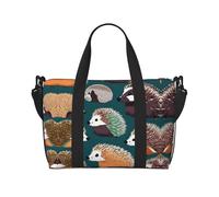 Borsa da palestra da donna, con stampa di molti ricci, borsone da viaggio per la notte, borsa da viaggio per oggetti personali, nero, Taglia unica