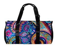 Borsa da palestra da donna, da uomo, borsone da palestra, borsone da palestra, borsa per la notte, Paisley floreale con anacardi e segno della pace, Motivo 6222, 45x23x23cm(17.7x9x9in)