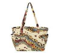 Borsa da palestra da donna per palestra e uso quotidiano, con tasche multiple, colore della terra con vernice ad olio stabile