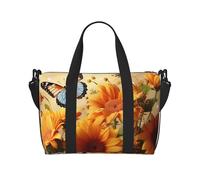 Borsa da palestra da sci in montagna borsone per uomo donna borsa da viaggio per notte con scomparto per scarpe borse da allenamento, Girasole e farfalla carini, Taglia unica, Borsone da viaggio