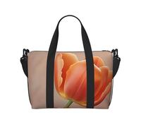 Borsa da palestra da sci in montagna borsone per uomo donna borsa da viaggio per notte con scomparto per scarpe borse da allenamento, Fiori arancioni., Taglia unica, Borsone da viaggio