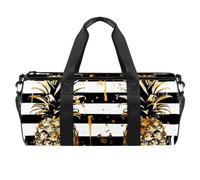 Borsa da palestra da uomo, borsa da palestra da uomo, borsa da palestra da donna, borsa da weekender, moderna con foglie di monstera tropicali nere e verdi, Motivo 4108, 45x23x23cm(17.7x9x9in)