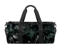 Borsa da palestra da uomo, borsa da palestra da uomo, borsa da palestra da donna, borsa da weekender, moderna con foglie di monstera tropicali nere e verdi, Motivo 4105, 45x23x23cm(17.7x9x9in)