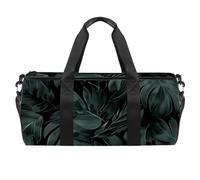 Borsa da palestra da uomo, borsa da palestra da uomo, borsa da palestra da donna, borsa da weekender, moderna con foglie di monstera tropicali nere e verdi, Motivo 4104, 45x23x23cm(17.7x9x9in)