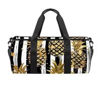 Borsa da palestra da uomo, borsa da palestra da uomo, borsa da palestra da donna, borsa da weekender, moderna con foglie di monstera tropicali nere e verdi, Motivo 4106, 45x23x23cm(17.7x9x9in)
