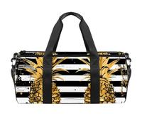 Borsa da palestra da uomo, borsa da palestra da uomo, borsa da palestra da donna, borsa da weekender, moderna con foglie di monstera tropicali nere e verdi, Motivo 4109, 45x23x23cm(17.7x9x9in)