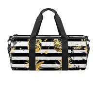 Borsa da palestra da uomo, borsa da palestra da uomo, borsa da palestra da donna, borsa da weekender, moderna con foglie di monstera tropicali nere e verdi, Motivo 4107, 45x23x23cm(17.7x9x9in)