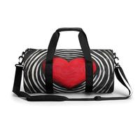 Borsa da palestra da viaggio a forma di cuore rosso per donne e uomini cilindrica borsa da allenamento sportiva con tracolla