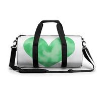 Borsa da palestra da viaggio ad acquerello con cuore verde amore per donne uomini borsa da viaggio cilindrica borsa da allenamento sportiva con tracolla