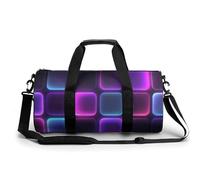 Borsa da palestra da viaggio astratta con griglia al neon per donne e uomini borsa da viaggio cilindrica borsa da allenamento sportiva con tracolla