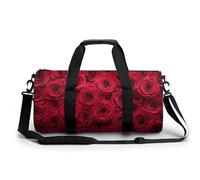 Borsa da palestra da viaggio astratta con rose rosse, per donne e uomini, borsa da viaggio cilindrica, borsa da allenamento sportiva con tracolla
