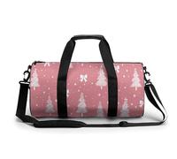 Borsa da palestra da viaggio con albero di Natale con stella e fiocco rosa pastello per donne e uomini, borsone cilindrico per allenamento sportivo con tracolla