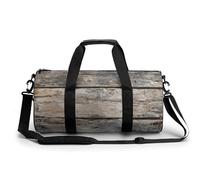 Borsa da palestra da viaggio con assi in legno invecchiato per donne e uomini, borsa da viaggio cilindrica borsa da allenamento sportiva con tracolla