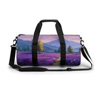 Borsa da palestra da viaggio con campo di lavanda con montagne per donne e uomini, borsa da viaggio cilindrica borsa da allenamento sportiva con tracolla