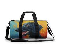 Borsa da palestra da viaggio con cane bassotto astratto nero per donne uomini borsone cilindrico borsa da allenamento sportiva con tracolla