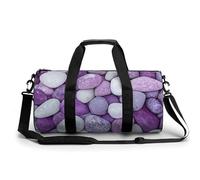 Borsa da palestra da viaggio con ciottoli viola e bianchi per donne e uomini, borsa da viaggio cilindrica borsa da allenamento sportiva con tracolla