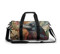 Borsa da palestra da viaggio con corvo nei colori beige e rosa, per donne e uomini, borsa da viaggio cilindrica con tracolla