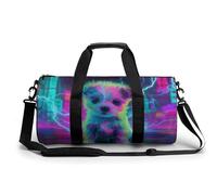 Borsa da palestra da viaggio con cucciolo al neon per donne e uomini, borsa da viaggio cilindrica per allenamento sportivo con tracolla